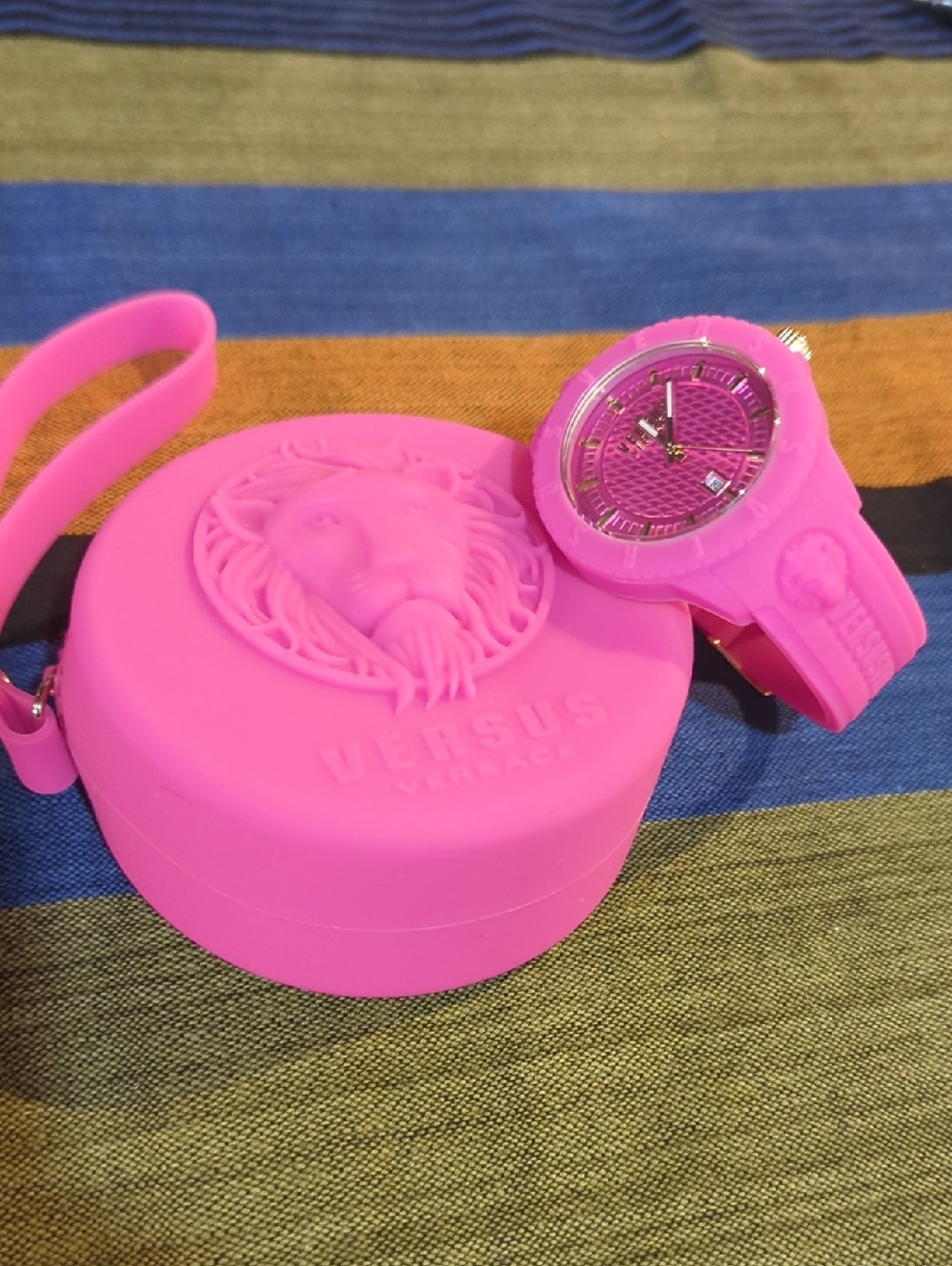 Versace Versus Pink Silicone Watch with Matching Case